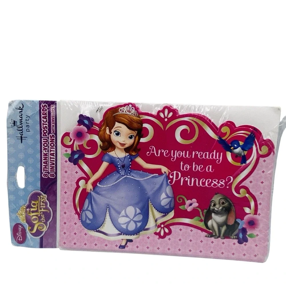Disney Sofia the First Princess Invitations & thank you postcards with envelopes